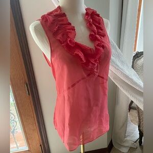 Marc by Marc Jacobs Coral Sleeveless Silk Blend Top Blouse Large